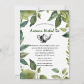 水彩植物ヴィンテージ ティーパーティー 招待状 (正面)