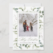 水彩植物体フレームメリークリスマスフォト シーズンカード (正面)