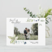 水彩植物体結婚の日付変更写真 案内状 (スタンド正面)