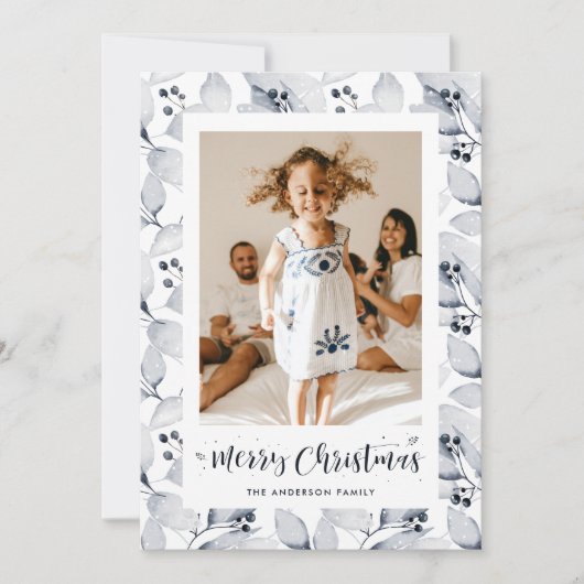 水彩植物写真撮影メリークリスマスカード シーズンカード (正面)