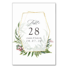 水彩植物図鑑幾何学ウェディング テーブルナンバー