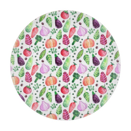 水彩植物園パターン カッティングボード (正面)