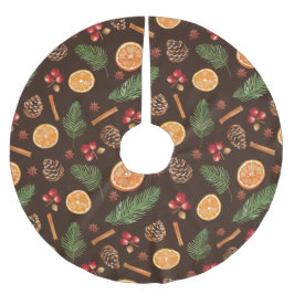 水彩植物型素朴クリスマス ブラッシュドポリエステルツリースカート