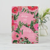 水彩植物学アネモンピンク結婚ズ 招待状 (スタンド正面)