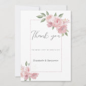 水彩植物学パステルピンクフローラサンキュー 招待状 (正面)
