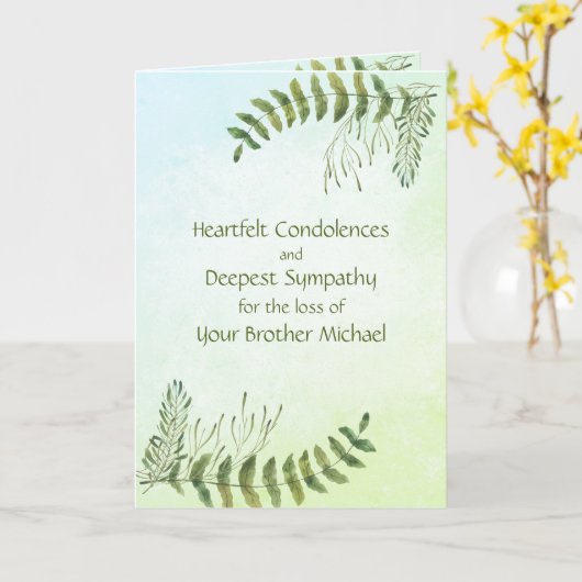 水彩植物学パーソナライズされた共感書 カード (黄色い花)