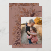 水彩植物学フラットニューイヤーカードパープル シーズンカード (正面/裏面)