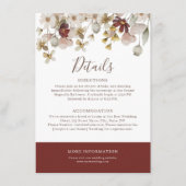 水彩植物学ボルドー結婚ズ詳細 エンクロージャーカード (正面)