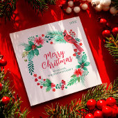 水彩植物学付きファミリークリスマスカード シーズンカード