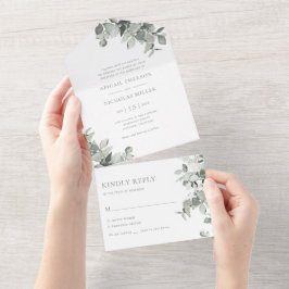 水彩植物学結婚院 オールインワン招待状