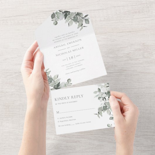 水彩植物学結婚院 オールインワン招待状 (貼ってはがせる)
