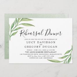 水彩植物学葉品リハーサルディナー 招待状