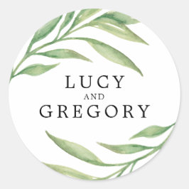 水彩植物学葉用 |結婚式の引き出物 ラウンドシール