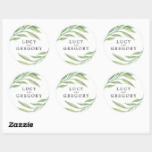 水彩植物学葉用 |結婚式の引き出物 ラウンドシール (シート)