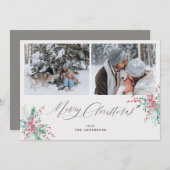 水彩植物学2写真目楽しいクリスマス シーズンカード (正面/裏面)