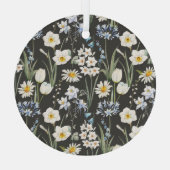 水彩植物学、フローラ春パターン。 ガラスオーナメント (裏面)