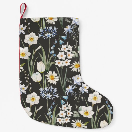 水彩植物学、フローラ春パターン。 スモールクリスマスストッキング (正面)