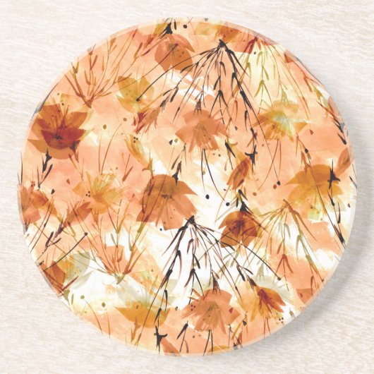 水彩植物学:ヴィンテージ植物のパターン。 コースター (正面)