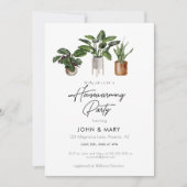 水彩植物引っ越し祝いパーティーパーティー 招待状 (正面)