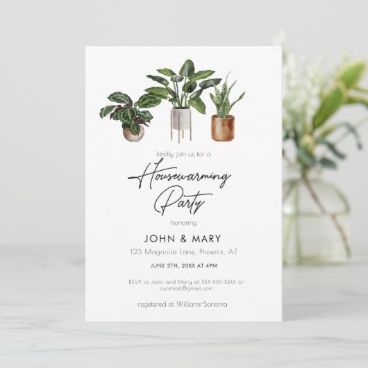 水彩植物引っ越し祝いパーティーパーティー 招待状 (スタンド正面)