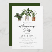 水彩植物引っ越し祝いパーティーパーティー 招待状 (正面/裏面)