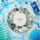 水彩植物性の緑の結婚葉 ペーパープレート (パーティー)