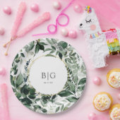 水彩植物性の緑の結婚葉 ペーパープレート (パーティー)