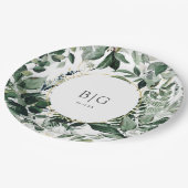 水彩植物性の緑の結婚葉 ペーパープレート (アングル)