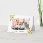 水彩植物性の緑の葉のクリスマス シーズンカード (正面)