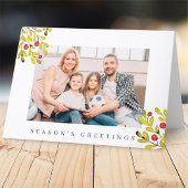 水彩植物性の緑の葉のクリスマス シーズンカード