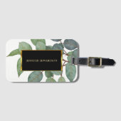 水彩植物性の緑の黒い金ゴールド ラゲッジタグ (正面横)
