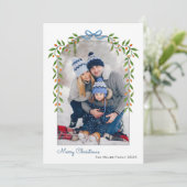 水彩植物性アーチフレームフォトクリスマス シーズンカード (スタンド正面)