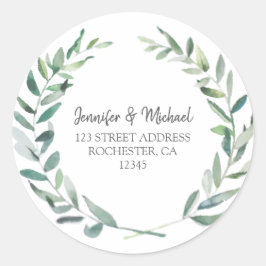 水彩植物性オリーブ葉ア結婚のアザラシ ラウンドシール