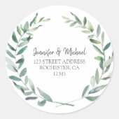 水彩植物性オリーブ葉ア結婚のアザラシ ラウンドシール (正面)