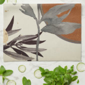 水彩植物性オレンジ キッチンタオル (折り畳み)