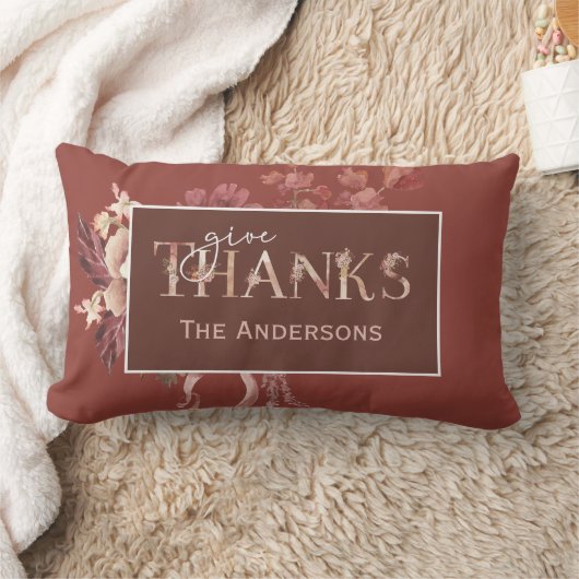 水彩植物性カボチャ感謝祭 ランバークッション (ブランケット)