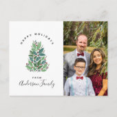 水彩植物性クリスマスツリー写真グリーティング ポストカード (正面)
