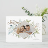 水彩植物性クリスマス4写真 シーズンカード (スタンド正面)