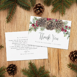 水彩植物性クリ素朴スマ結婚ス サンキューカード