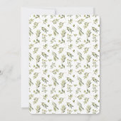 水彩植物性グリーンオリーブのモノグラム&名前 ノートカード (裏面)