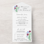 水彩植物性シスルシンプルフローラ結婚ズ オールインワン招待状 (内側)