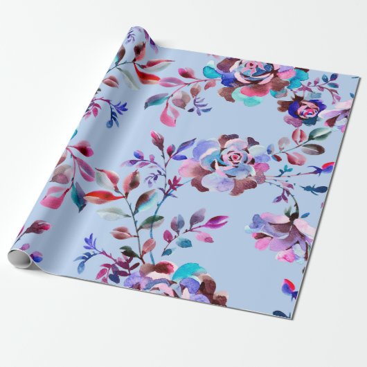 水彩植物性シームレスパターン。手書き ラッピングペーパー (アンロールド)