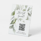 水彩植物性ソーシャルメディアQRコード 台座サイン (正面)