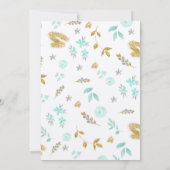 水彩植物性ティール（緑がかった色）結婚式招待状 招待状 (裏面)