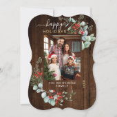 水彩植物性ハッピーホリデーフォトウッド シーズンカード (正面)