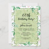 水彩植物性バースデーパーティ招待状 (正面)