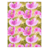 水彩植物性ピンクと金ゴールド花 テーブルクロス (正面)