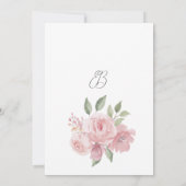 水彩植物性ピンクの花テーブル番号 招待状 (裏面)