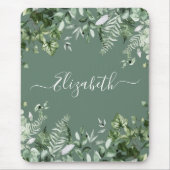 水彩植物性フィタレンズアイビーセージ緑 マウスパッド (正面)