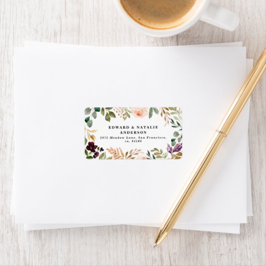 水彩植物性フローラと葉 ラベル (インサイチュ)